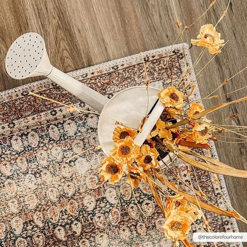 Rust Maligaya Distressed Washable Area Rug - Blu Lotus Boutique