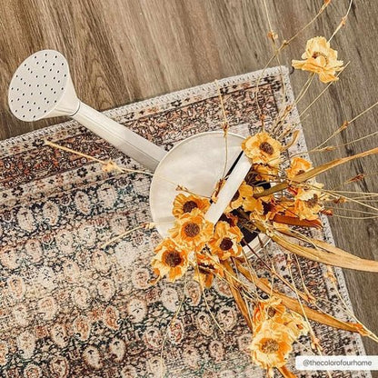 Rust Maligaya Distressed Washable Area Rug - Blu Lotus Boutique