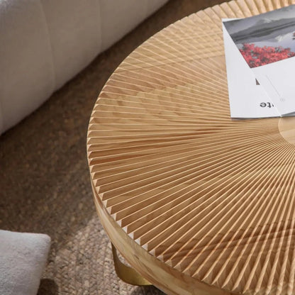 Rustic Circular Coffee Table with Metal Stand, 31.5" Diameter Table for Living Spaces and Offices - Blu Lotus Boutique
