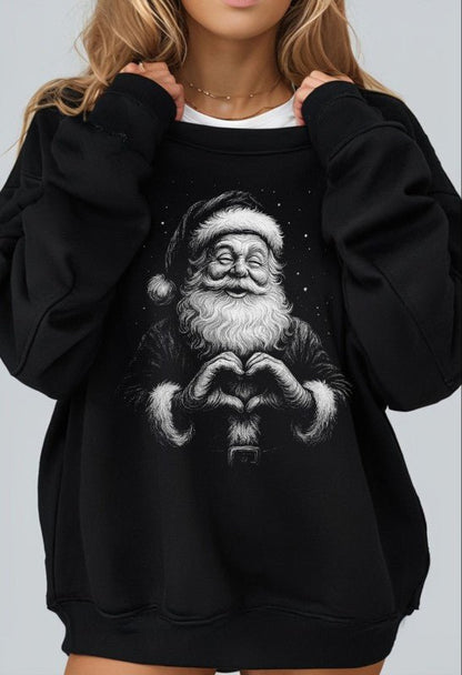 Santa Heart Hands Graphic Sweatshirt - Blu Lotus Boutique
