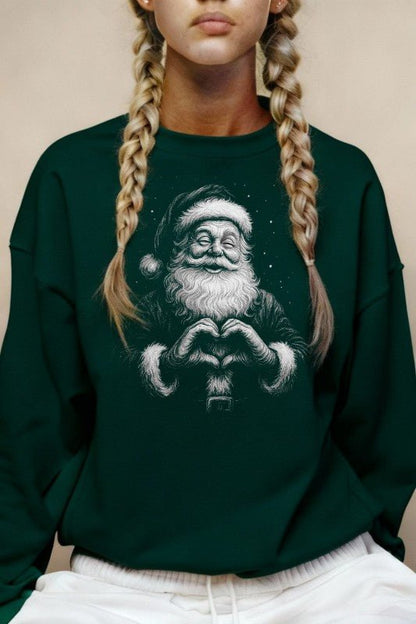 Santa Heart Hands Graphic Sweatshirt - Blu Lotus Boutique
