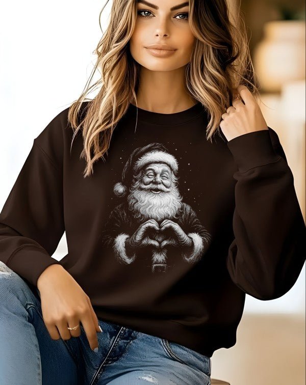 Santa Heart Hands Graphic Sweatshirt - Blu Lotus Boutique