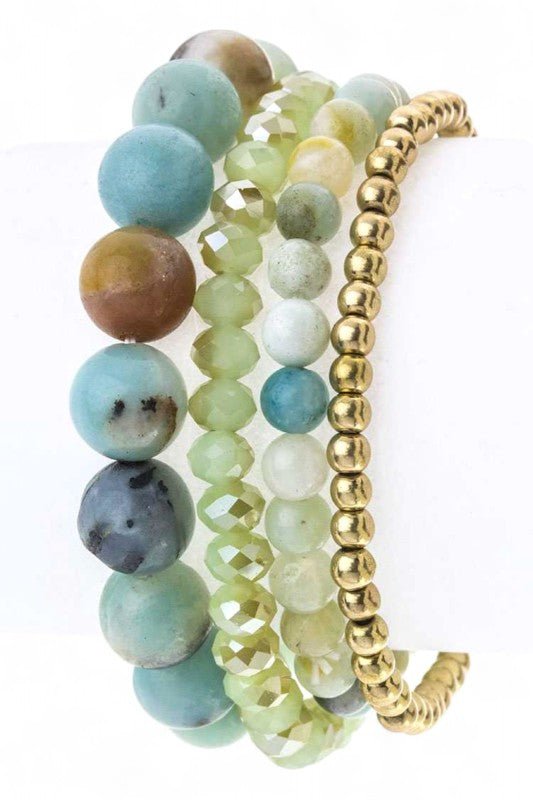 Semi Precious Beads Stretch Bracelets Set - Blu Lotus Boutique