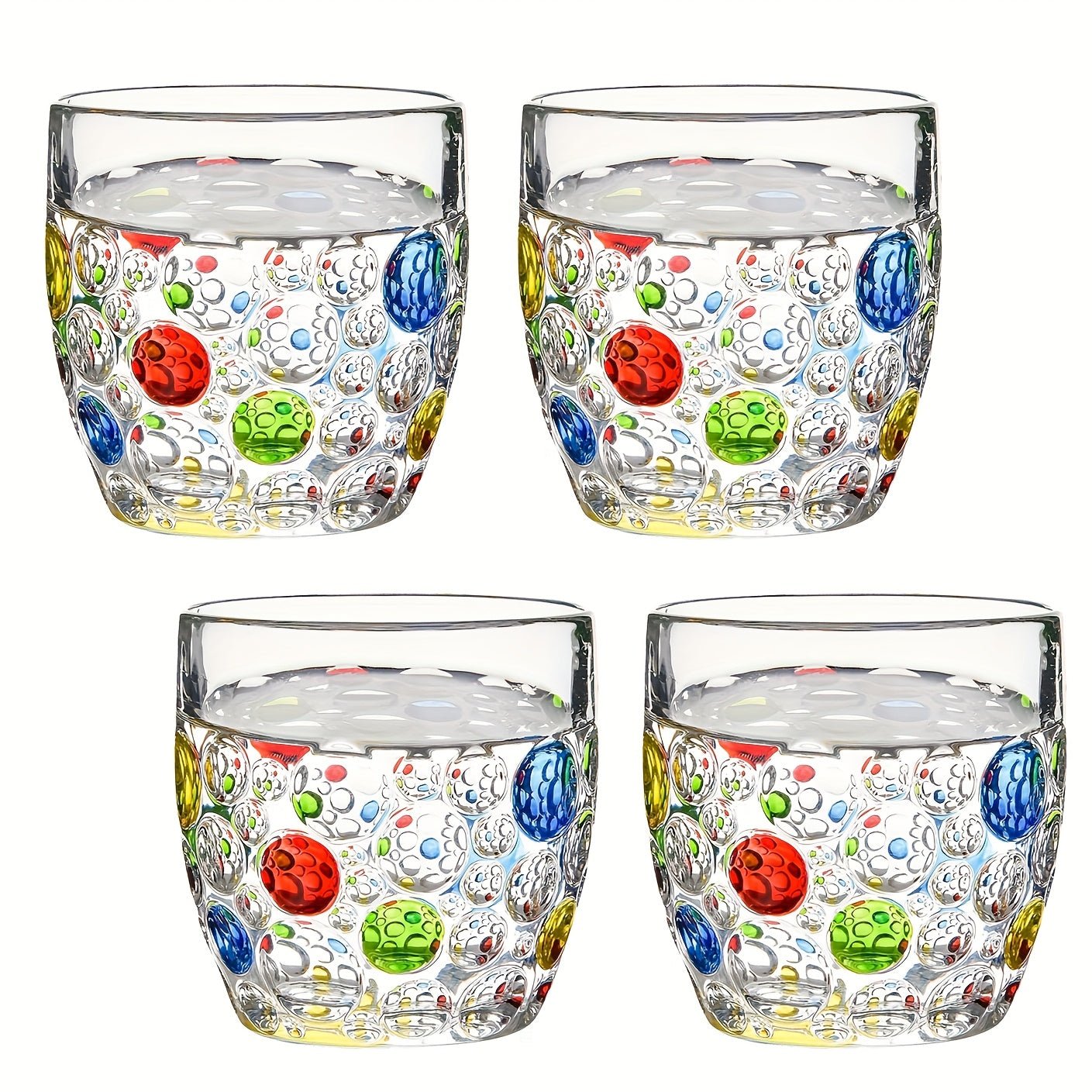 Set of 4 Bubbly Colorful Stemless Glasses - Blu Lotus Boutique