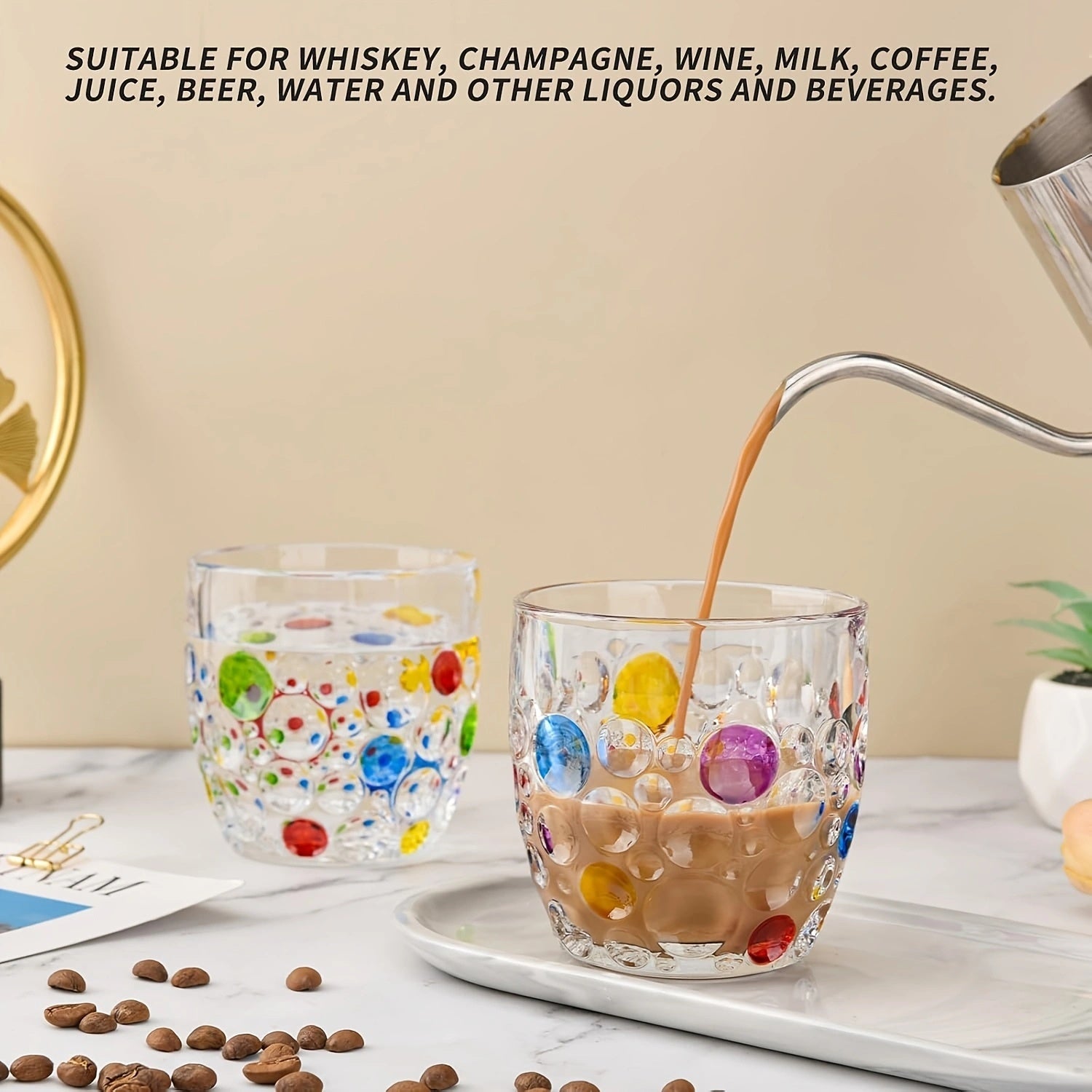 Set of 4 Bubbly Colorful Stemless Glasses - Blu Lotus Boutique