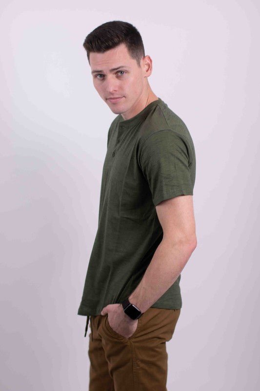 Short Sleeves Henley T-shirt - Blu Lotus Boutique