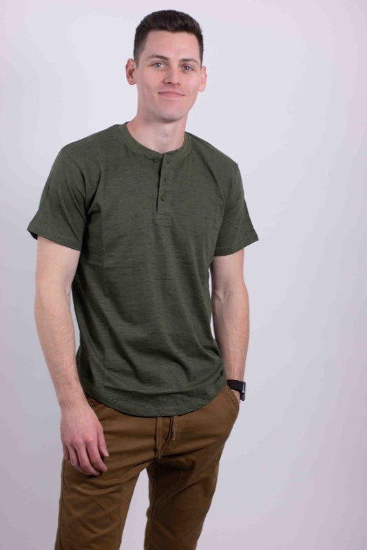 Short Sleeves Henley T-shirt - Blu Lotus Boutique