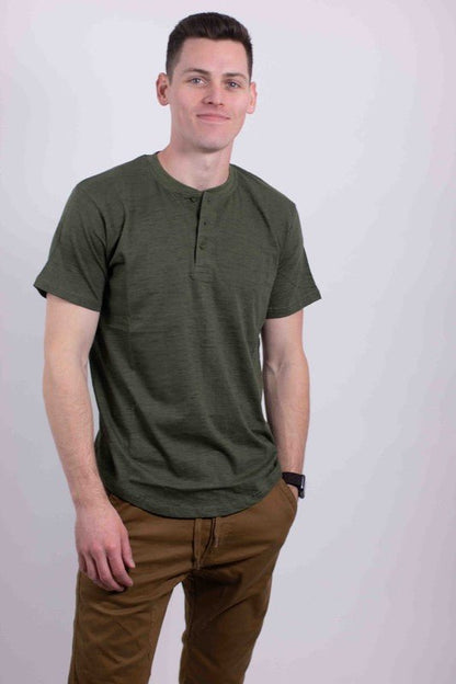Short Sleeves Henley T-shirt - Blu Lotus Boutique
