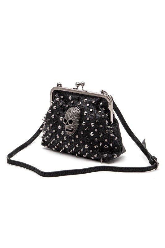 Skull Studded Convertible Shoulder Bag - Blu Lotus Boutique