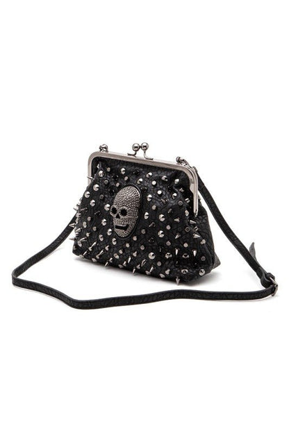 Skull Studded Convertible Shoulder Bag - Blu Lotus Boutique