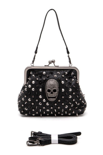 Skull Studded Convertible Shoulder Bag - Blu Lotus Boutique