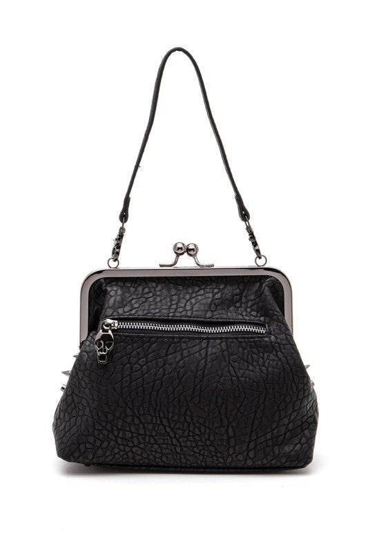 Skull Studded Convertible Shoulder Bag - Blu Lotus Boutique