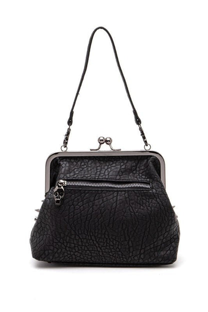 Skull Studded Convertible Shoulder Bag - Blu Lotus Boutique