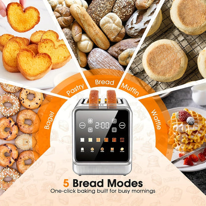 Smart Touchscreen Toaster Memory 5 Bread Types 6 Shades - Blu Lotus Boutique