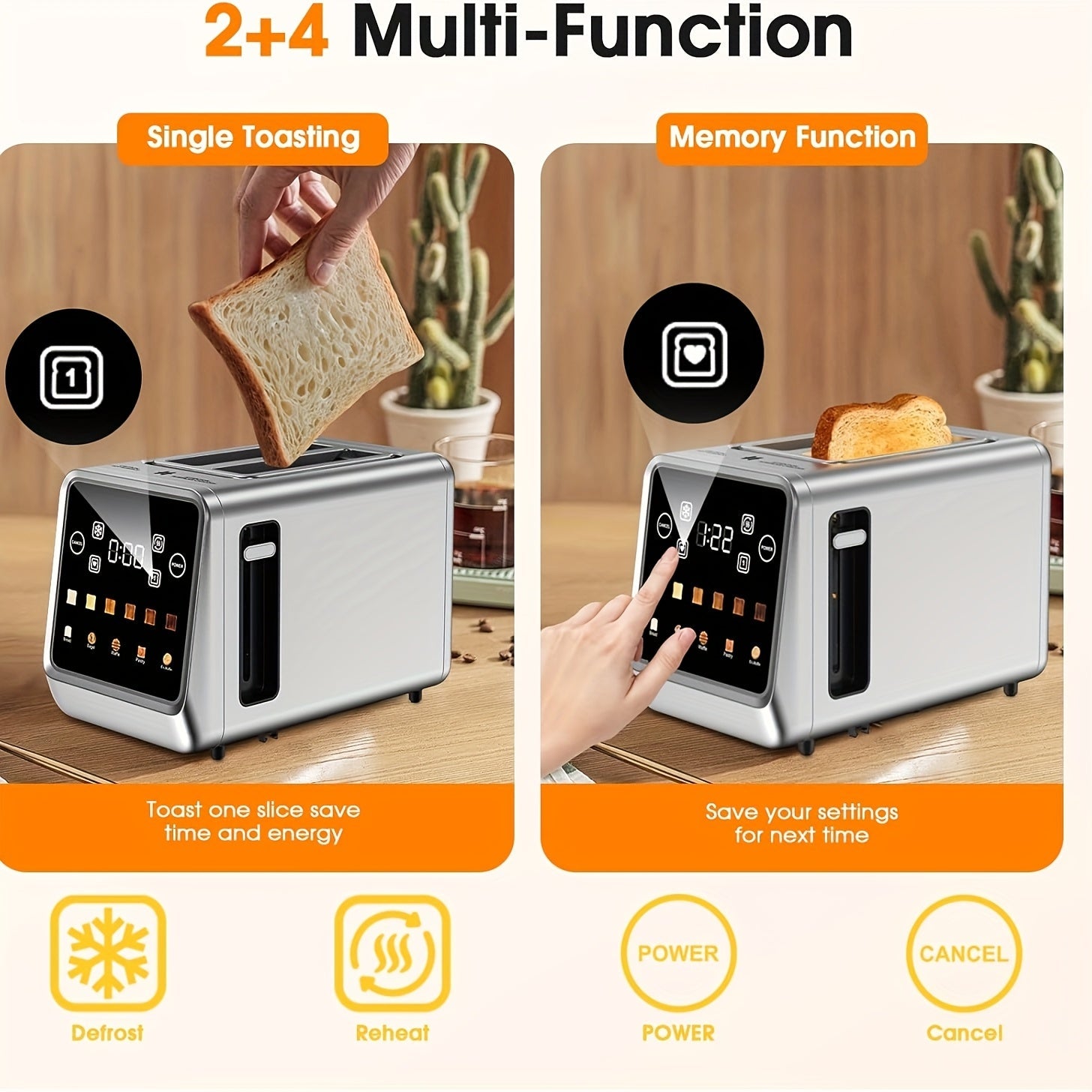 Smart Touchscreen Toaster Memory 5 Bread Types 6 Shades - Blu Lotus Boutique