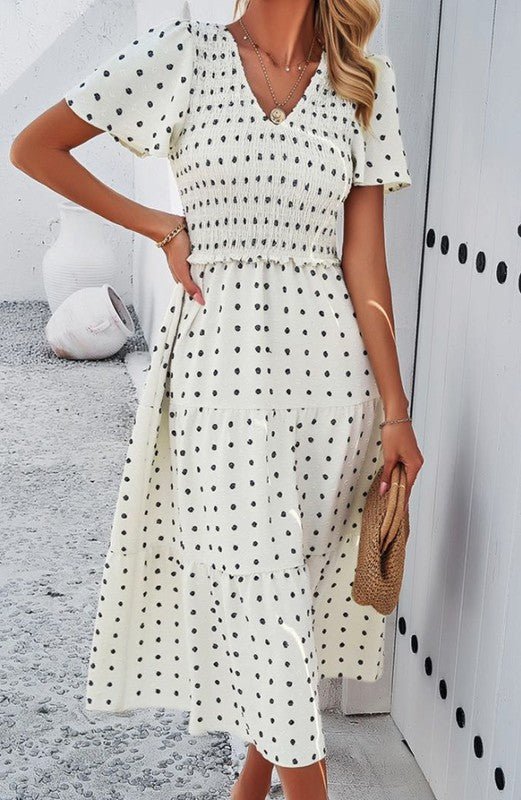 Smocked midi Dress - Blu Lotus Boutique