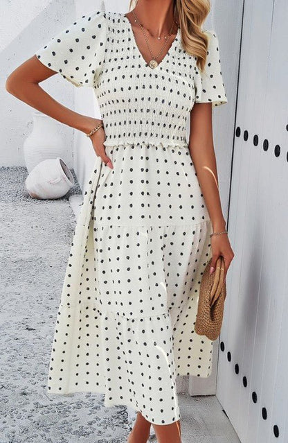 Smocked midi Dress - Blu Lotus Boutique