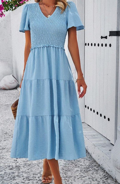 Smocked midi Dress - Blu Lotus Boutique