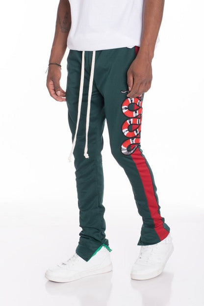 Snake Patched Track Pants - Blu Lotus Boutique