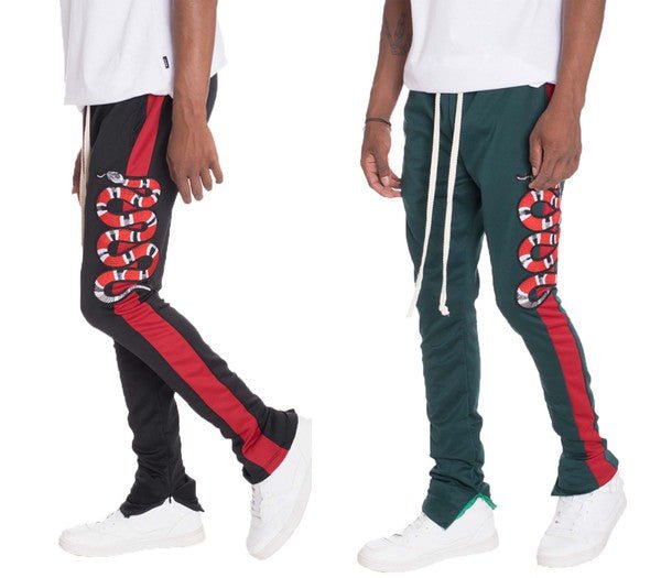 Snake Patched Track Pants - Blu Lotus Boutique