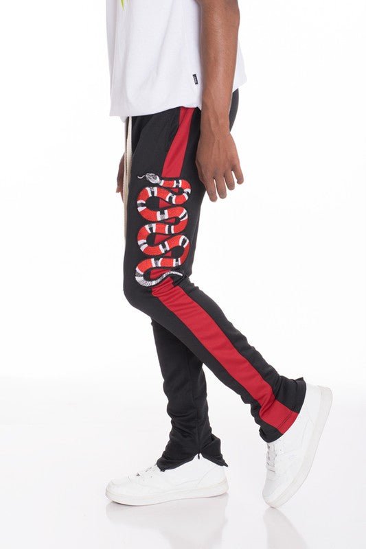 Snake Patched Track Pants - Blu Lotus Boutique