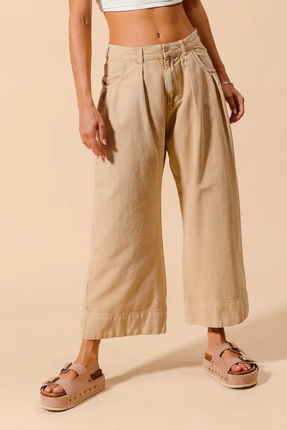 SO ME Mid Rise Wide Leg Chino Pants With Pockets - Blu Lotus Boutique