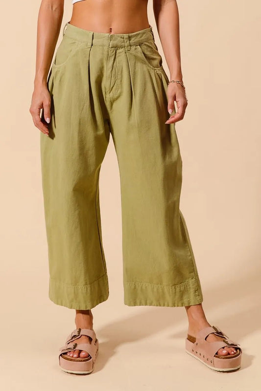 SO ME Mid Rise Wide Leg Chino Pants With Pockets - Blu Lotus Boutique