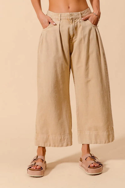 SO ME Mid Rise Wide Leg Chino Pants With Pockets - Blu Lotus Boutique