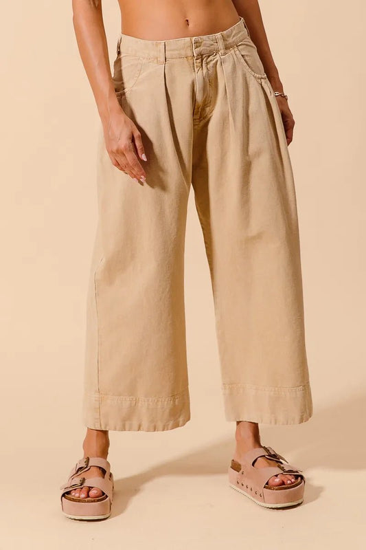 SO ME Mid Rise Wide Leg Chino Pants With Pockets - Blu Lotus Boutique