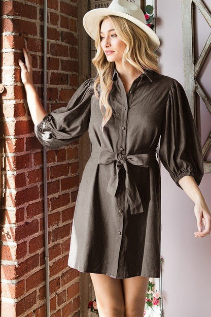 SOLID BUTTON DOWN DRESS PLUS JBJ1004P - Blu Lotus Boutique