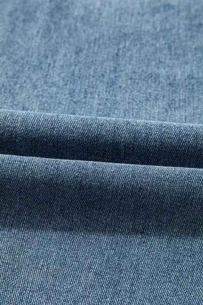 Solid Denim Embroidered Wide Leg Jeans - Blu Lotus Boutique