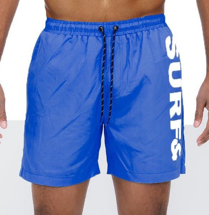 Solid Lined Beach Swim Text Swim Shorts - Blu Lotus Boutique