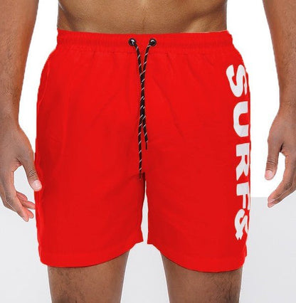 Solid Lined Beach Swim Text Swim Shorts - Blu Lotus Boutique