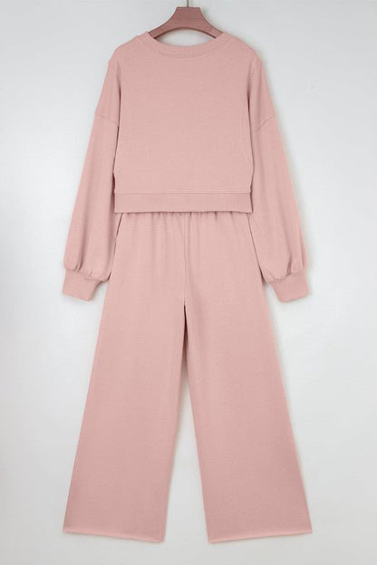 Solid Puff Sleeve Top and Drawstring Pants Set - Blu Lotus Boutique