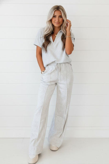 Solid Sporty Polo Tee & Drawstring Pants Set - Blu Lotus Boutique