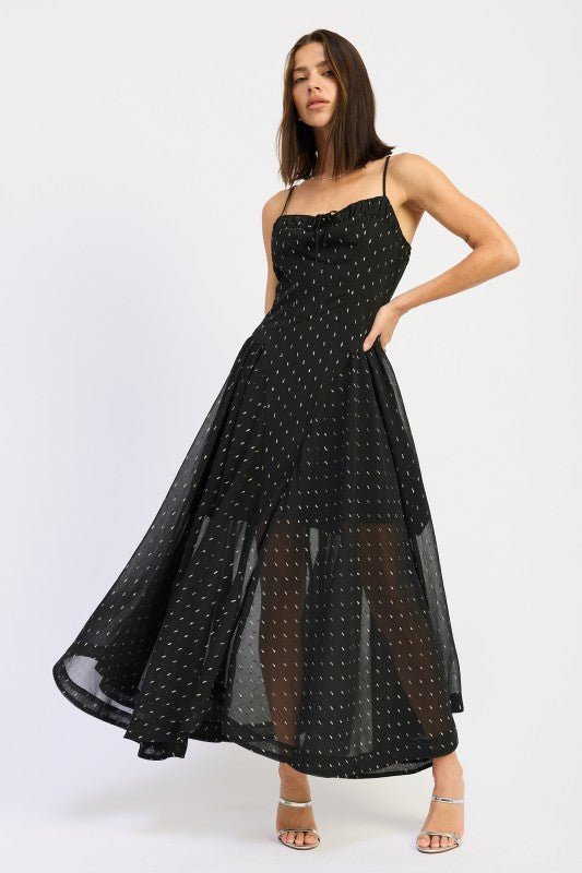 SPAGHETTI STRAP A LINE MAXI DRESS - Blu Lotus Boutique