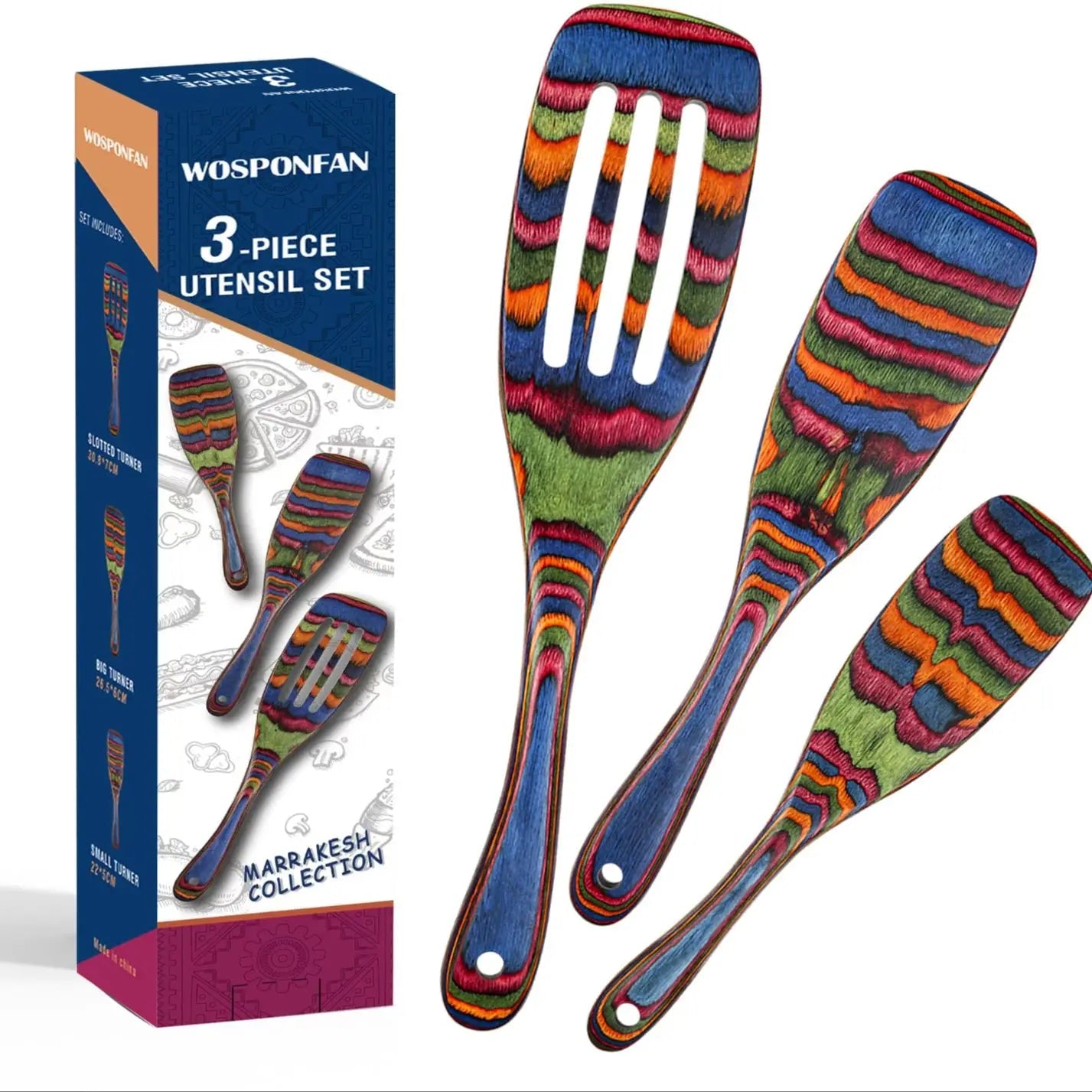 Spurtle Set, Wooden Utensils for Cooking, Pakkawood Kitchen Cooking Utensils Set, Apartment Essentials Serving Spatula spoon - Blu Lotus Boutique