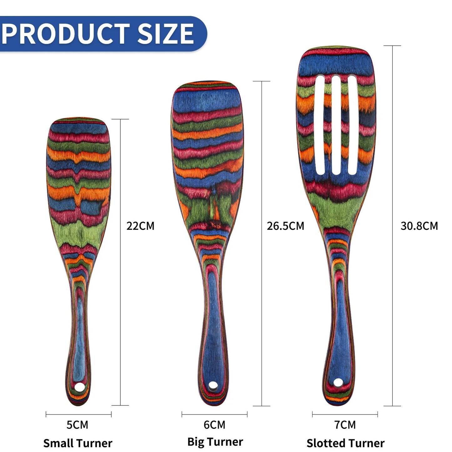 Spurtle Set, Wooden Utensils for Cooking, Pakkawood Kitchen Cooking Utensils Set, Apartment Essentials Serving Spatula spoon - Blu Lotus Boutique