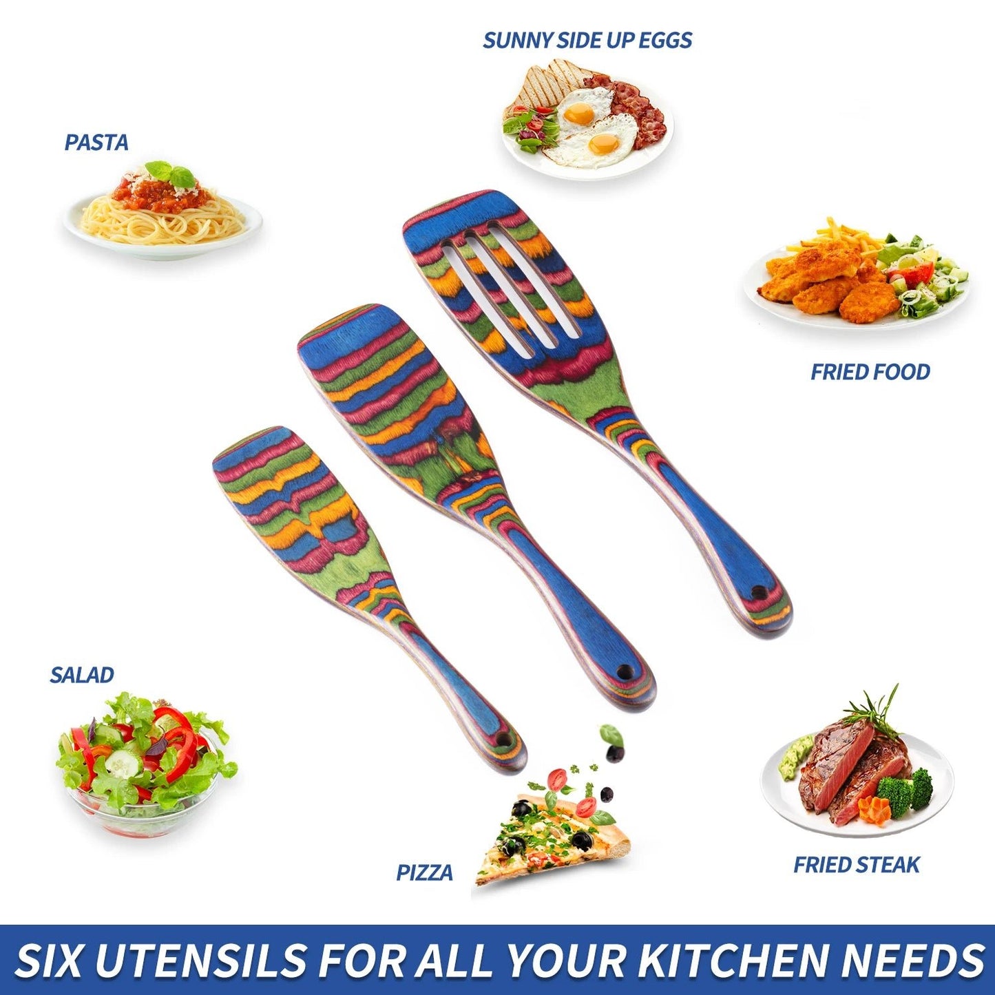 Spurtle Set, Wooden Utensils for Cooking, Pakkawood Kitchen Cooking Utensils Set, Apartment Essentials Serving Spatula spoon - Blu Lotus Boutique