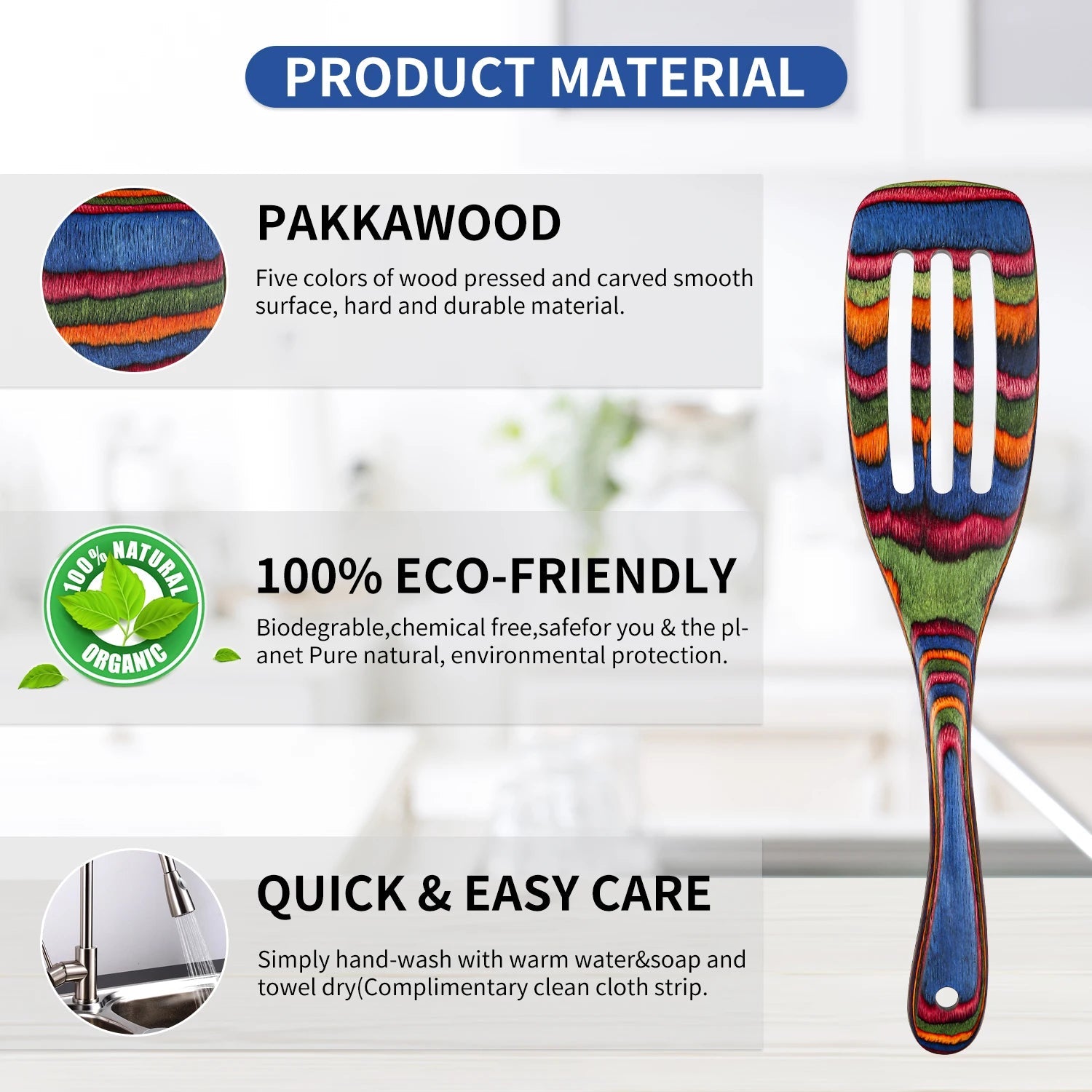 Spurtle Set, Wooden Utensils for Cooking, Pakkawood Kitchen Cooking Utensils Set, Apartment Essentials Serving Spatula spoon - Blu Lotus Boutique