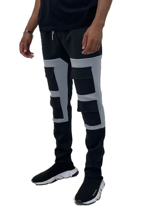 SQUARE BLOCK TRACK PANTS - GREY - Blu Lotus Boutique