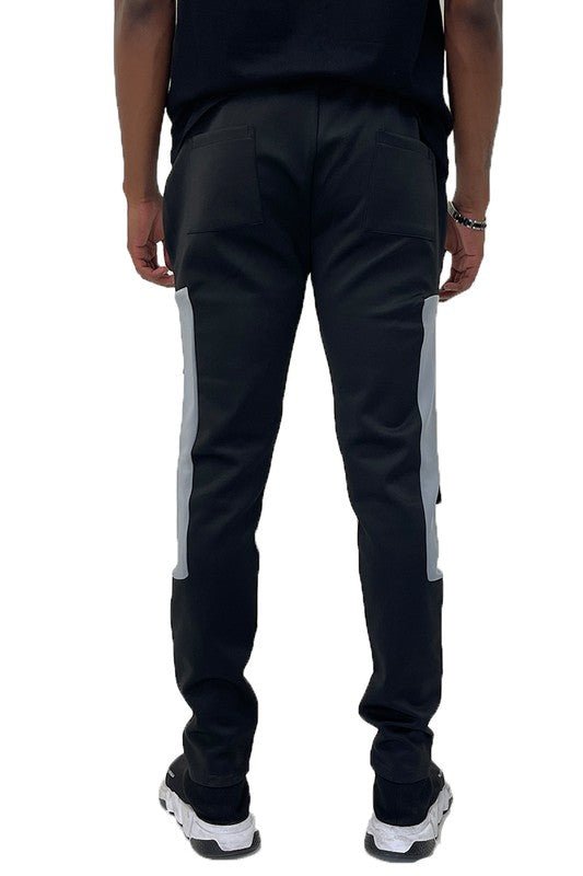 SQUARE BLOCK TRACK PANTS - GREY - Blu Lotus Boutique