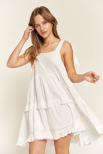 Square neck ruffle dress - Blu Lotus Boutique