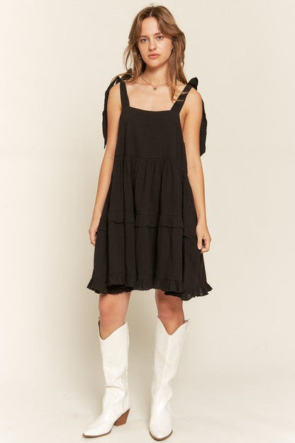 Square neck ruffle dress - Blu Lotus Boutique