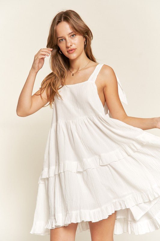 Square neck ruffle dress - Blu Lotus Boutique