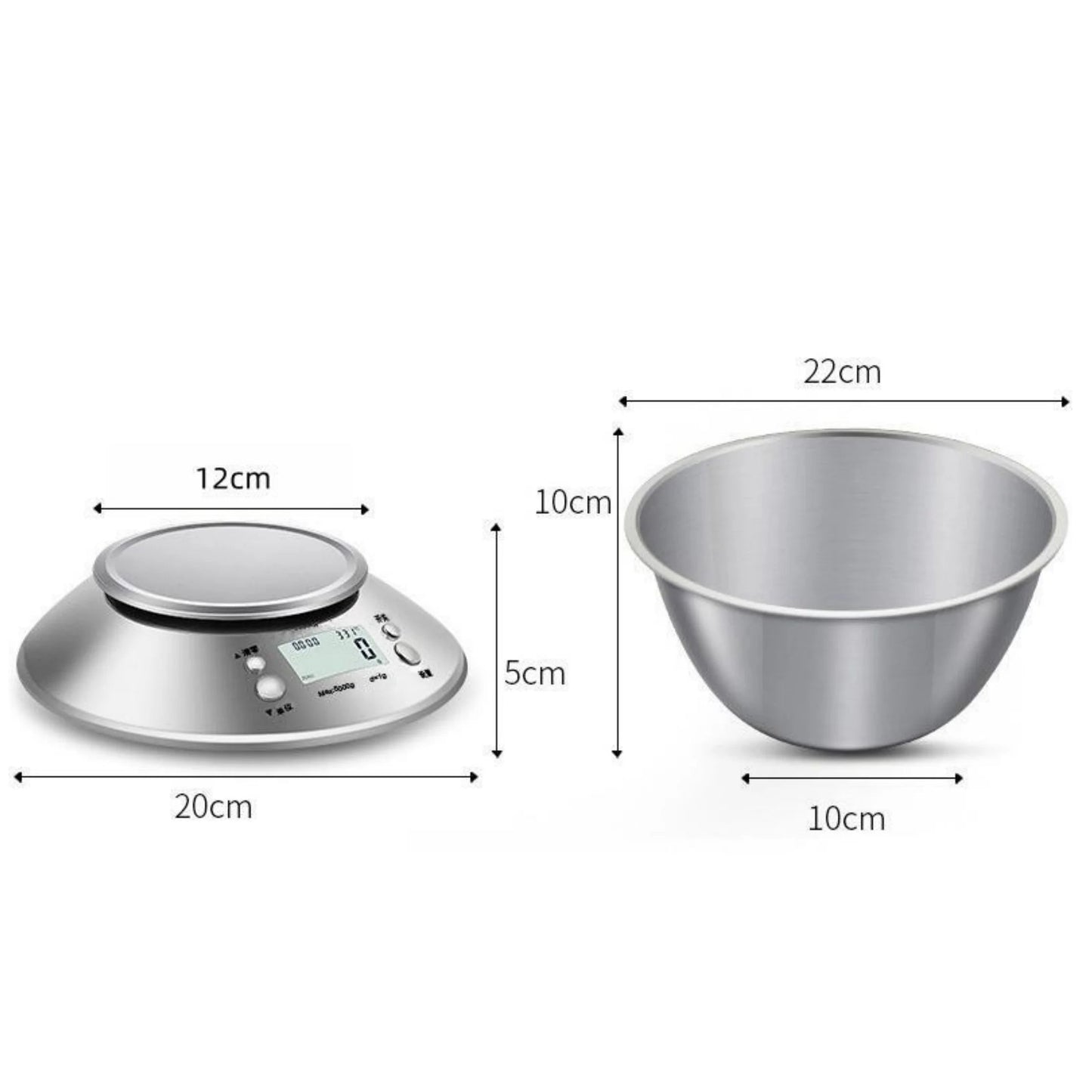 Stainless Steel Kitchen Scale with Tray, Hd LCD Digital Display, Automatic Shutdown, Accuracy 1g,max Weighing 5kg - Blu Lotus Boutique