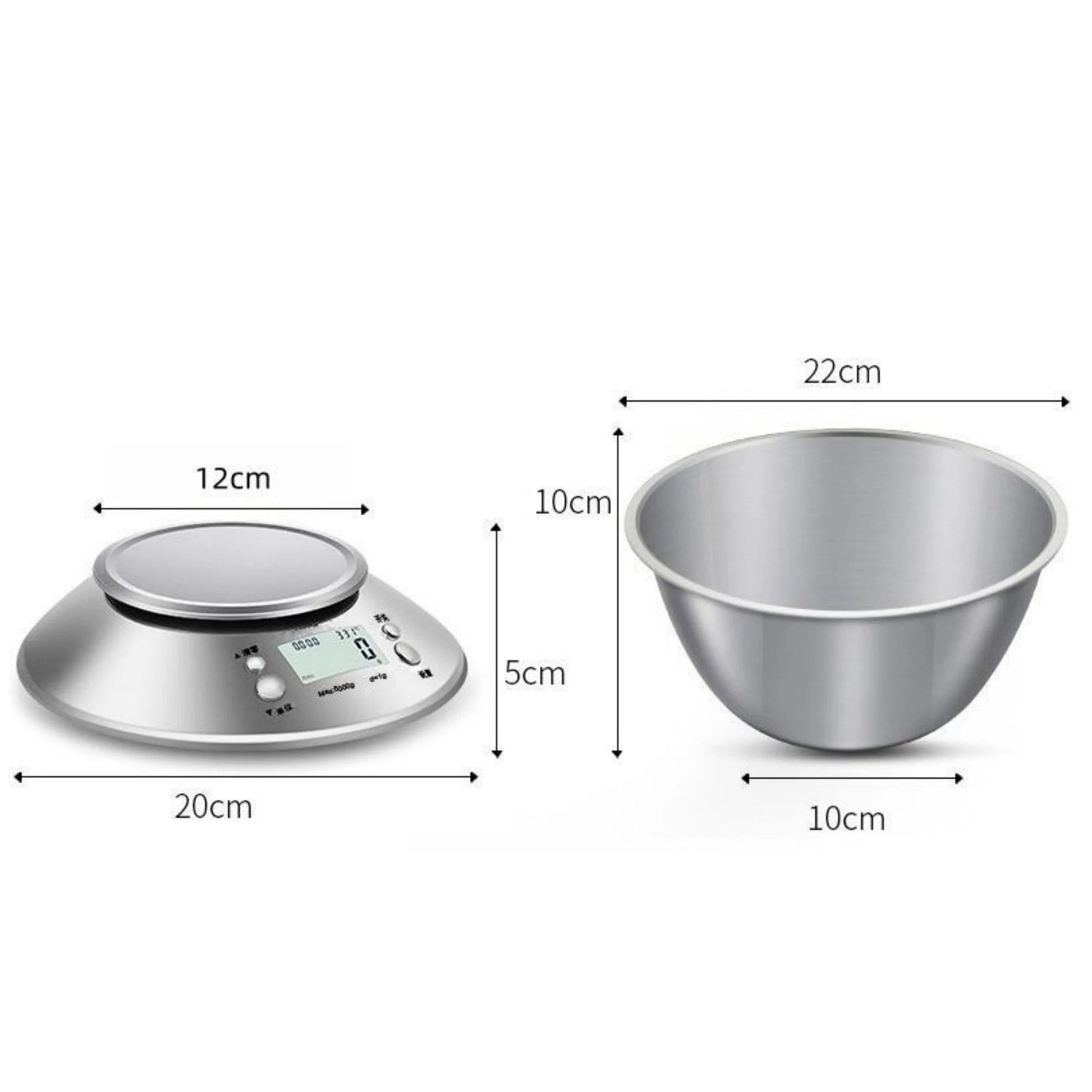 Stainless Steel Kitchen Scale with Tray, Hd LCD Digital Display, Automatic Shutdown, Accuracy 1g,max Weighing 5kg - Blu Lotus Boutique