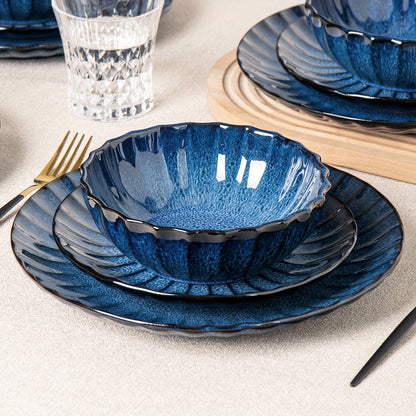 Starry Blue Reactive Glaze 12pc Dinnerware Set - Blu Lotus Boutique