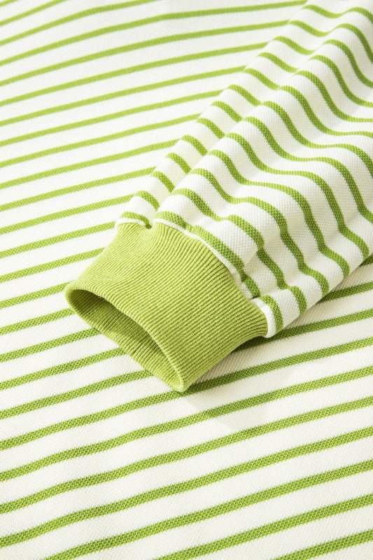 Stripe Collared V - Neck Pullover and Skort Set - Blu Lotus Boutique