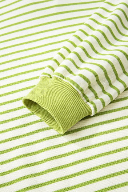 Stripe Collared V - Neck Pullover and Skort Set - Blu Lotus Boutique